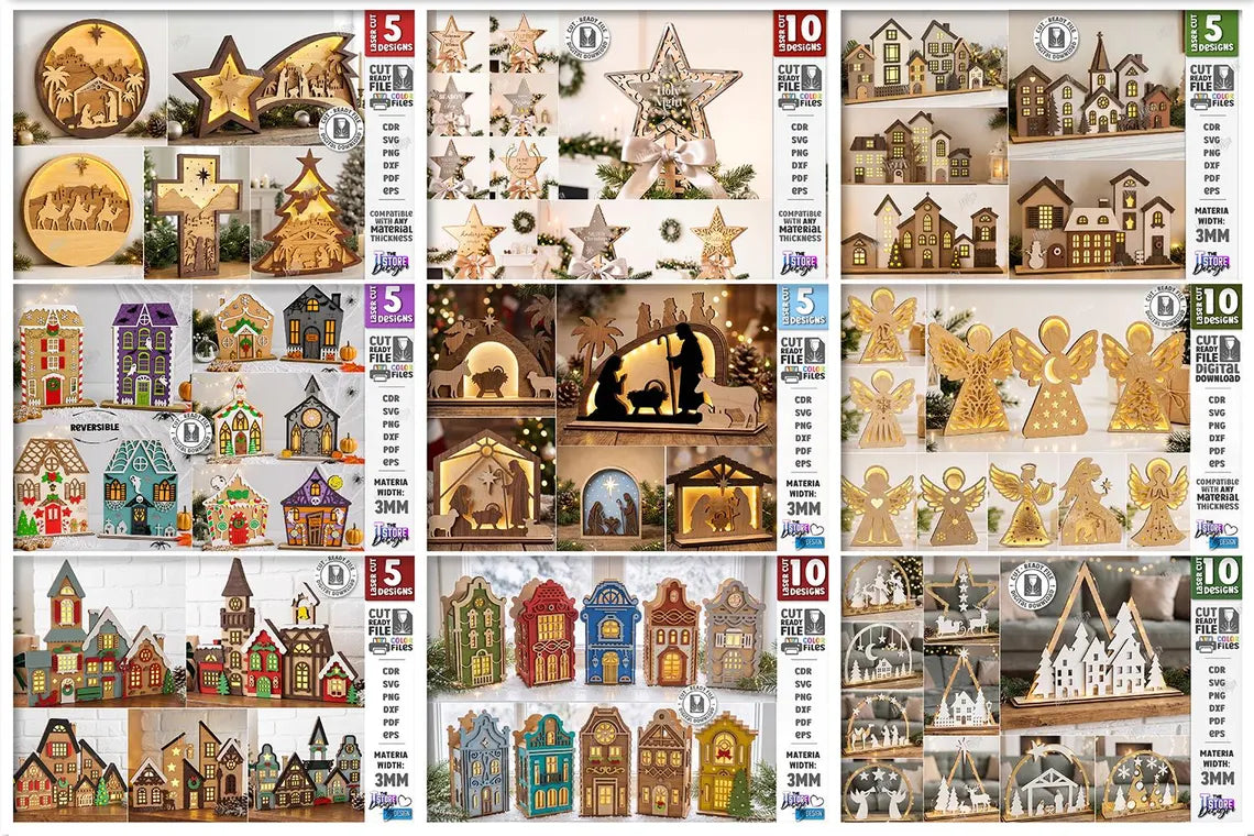 730 Christmas Laser Cut Mega Bundle SVGPIXEL, Christmas SVG Bundle, Xmas Decor Laser Cut Files, Advent Calendars SVG, Christmas Ornaments, Nativity, Gift Box