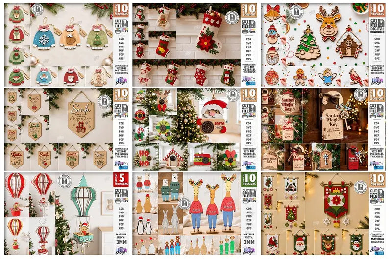 730 Christmas Laser Cut Mega Bundle SVGPIXEL, Christmas SVG Bundle, Xmas Decor Laser Cut Files, Advent Calendars SVG, Christmas Ornaments, Nativity, Gift Box