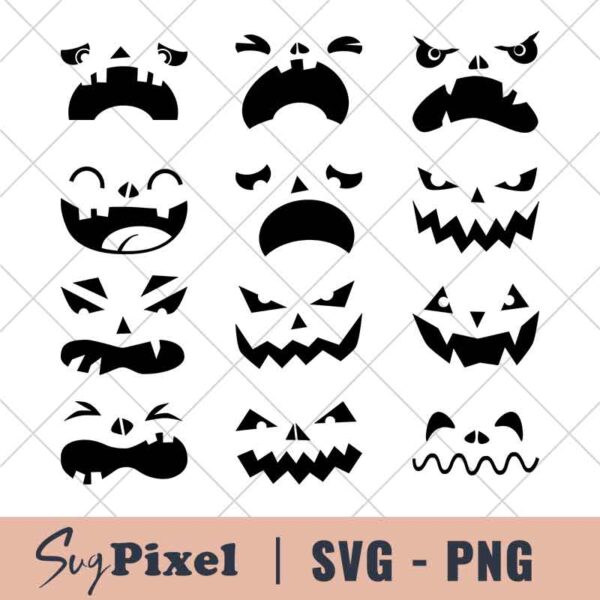 Halloween Pumpkin Faces Bundle SVG