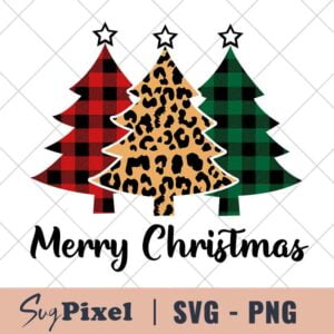 Merry Christmas Leopard Trees SVG