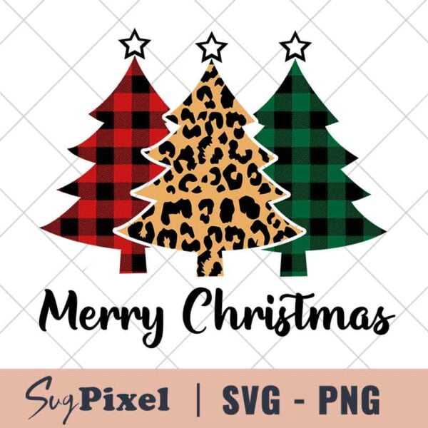 Merry Christmas Leopard Trees SVG