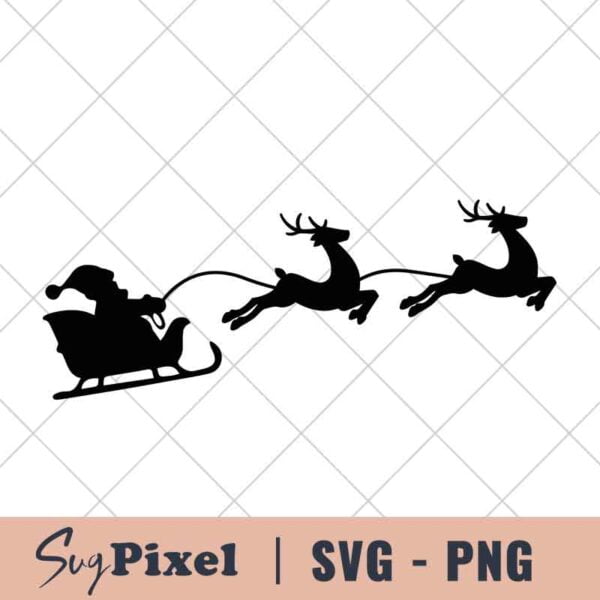 Santa's Sleigh Reindeer Christmas SVG